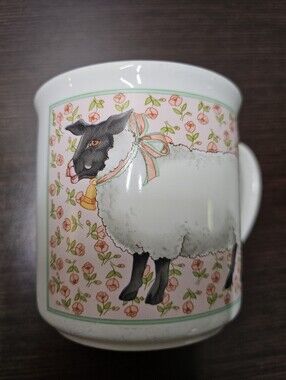 Creative Circle Sheep Lamb Design Country Pink 11oz Ceramic Coffee Mug Tea Cup